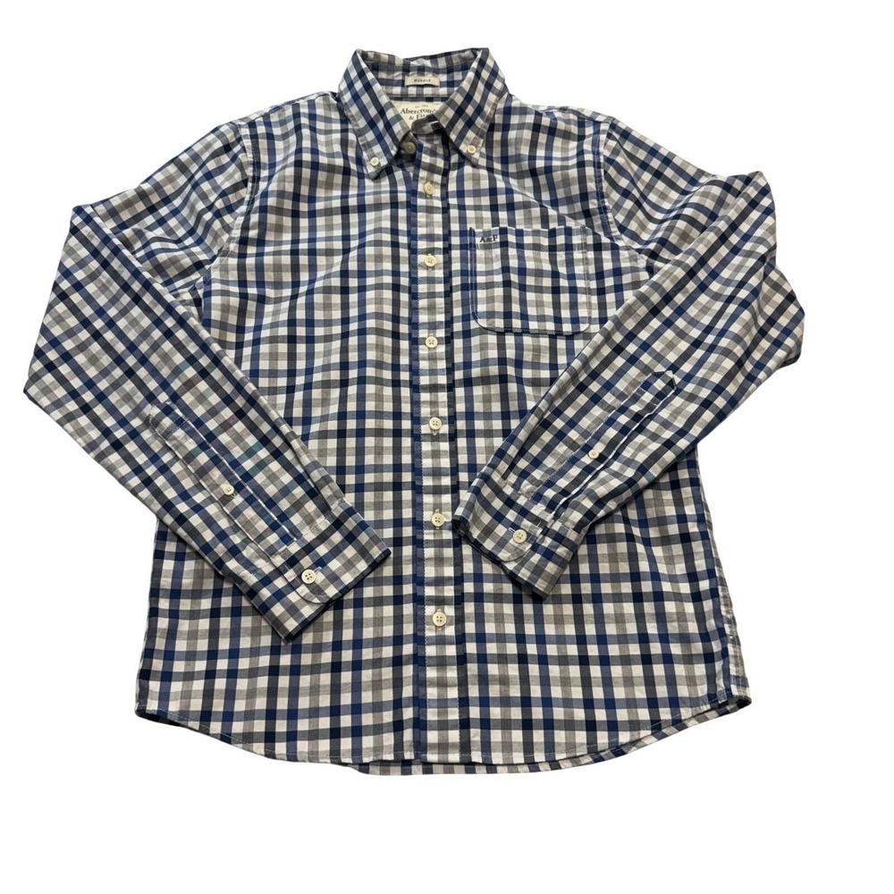 Abercrombie Fitch Mens Plaid Button Down Muscle Shirt Long Sleeve Casual Size S